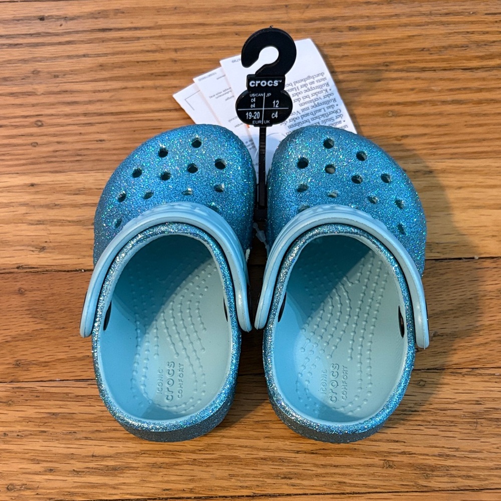 CROCS Kids Sparkly Blue Sandals